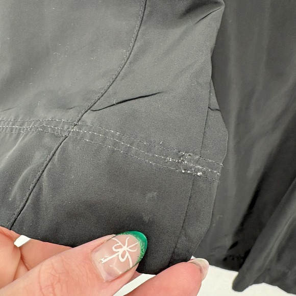 Athleta Endless Rain Jacket Womens Small Black Hooded Long Windbreaker Full Zip - Picture 12 of 15